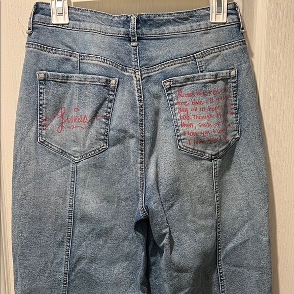 Frayed Denim - Frayed High Rise Women's Jeans - barrel leg Jeans